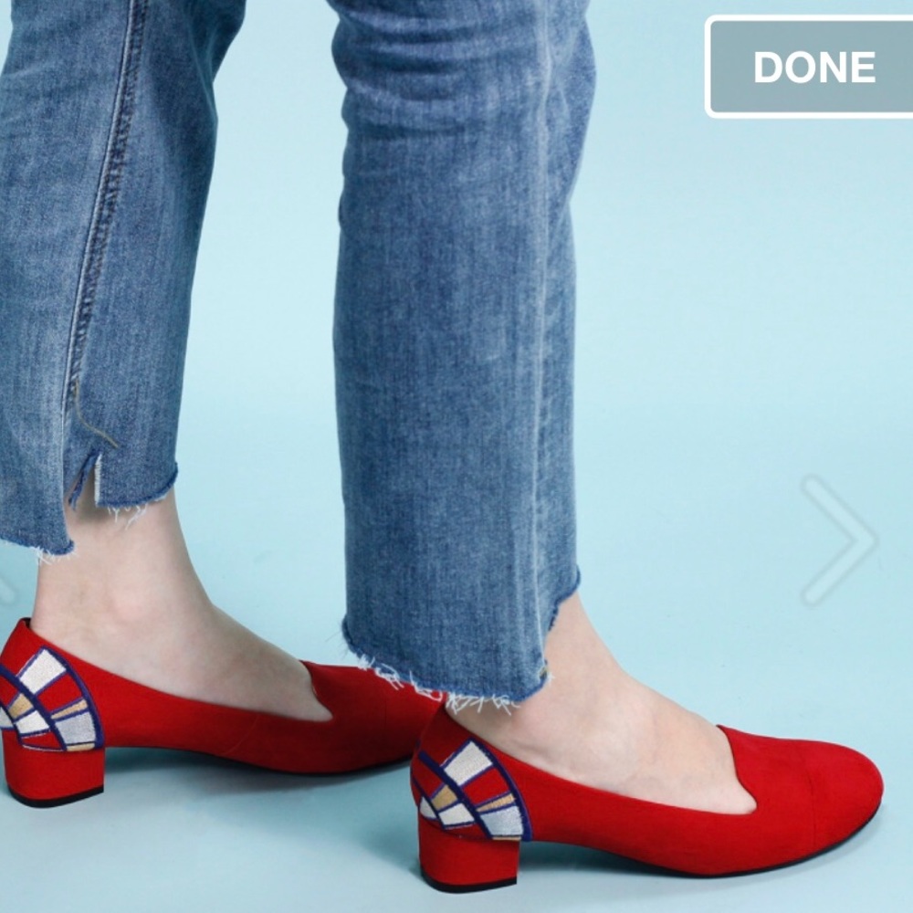 Low Heel Embroidered Loafers— NWOT